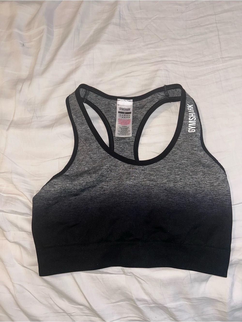 Gymshark Grey-to-Black Ombre Seamless Racerback Sports Bra